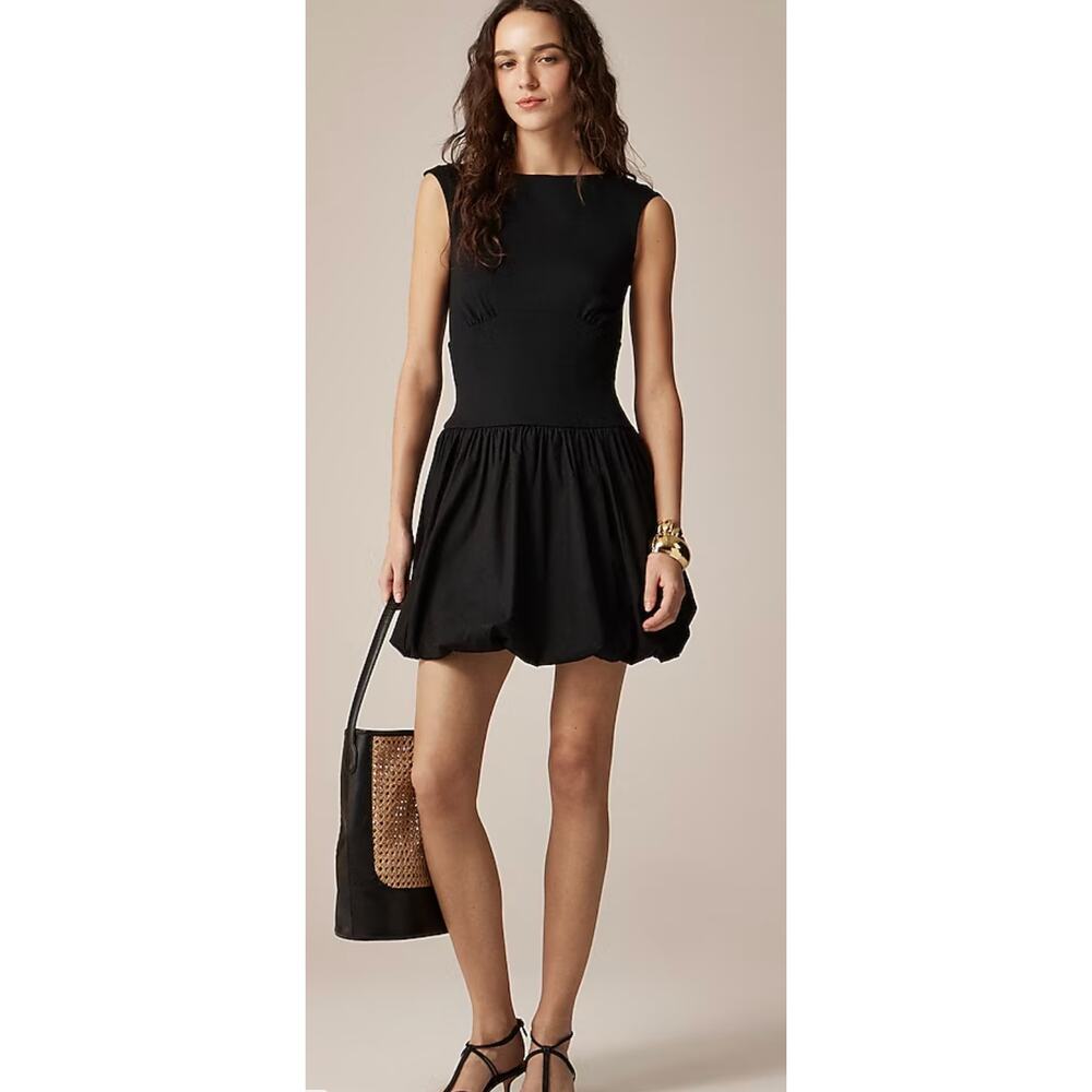 J Crew Bubble Hem Mixty Dress XS Black NWT CI886 J.Crew Resort Travel Cruise